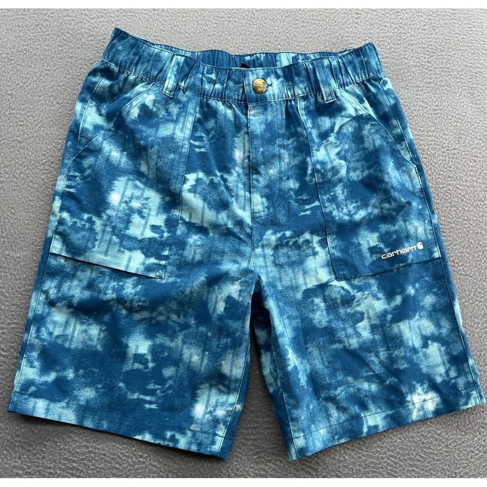 Carhartt Cargo Shorts Boys Size L (14-16) Blue Tie Dye Cloud Print